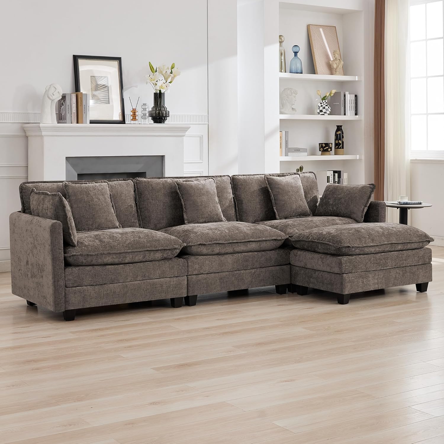 Modern Comfy Chenille L Shaped Sectional Sofa 