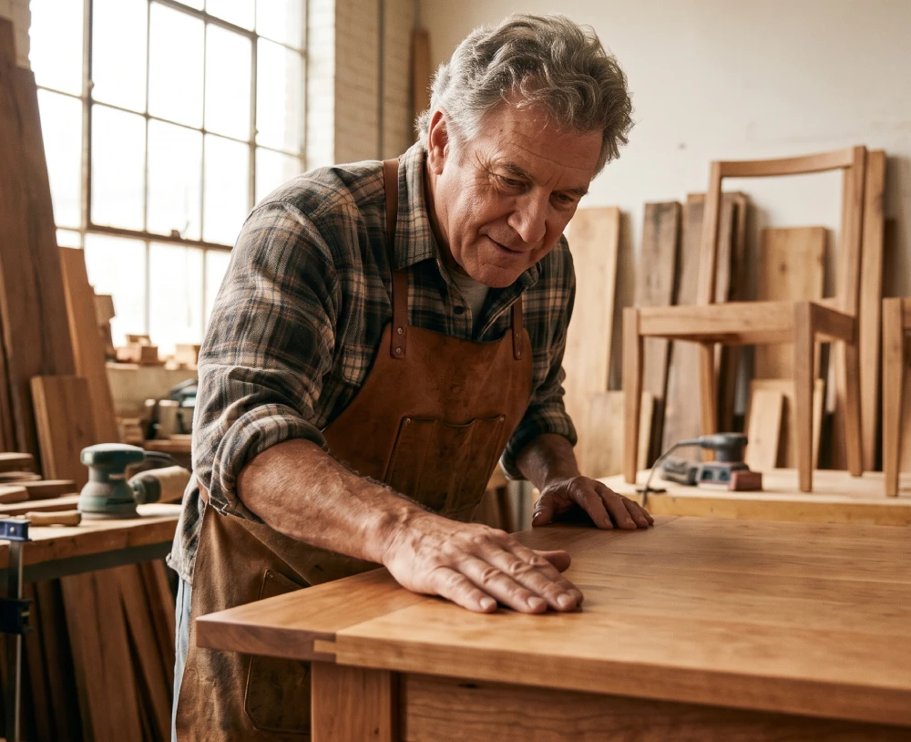 Carpenter working in wood shop