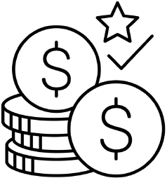Dollar coin star checkmark icon