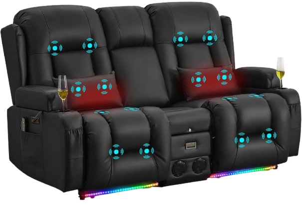  Power Loveseat Recliner Sofa with Massage and Heat